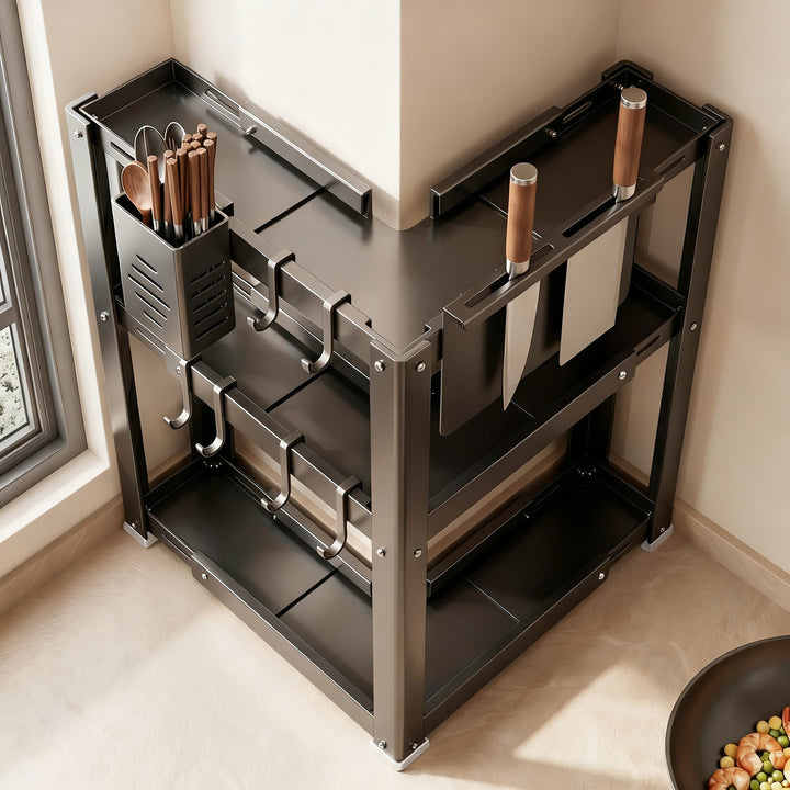 Corner shelf for kitchen, carbon steel, 2–3 levels