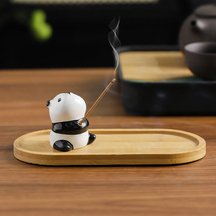 Panda incense stick holder made of resin