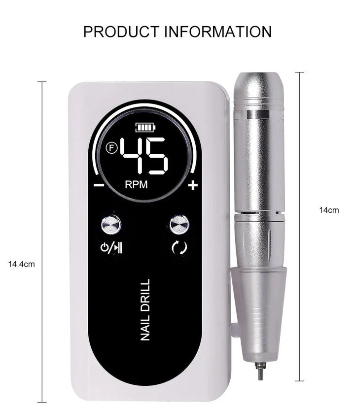 BowLift | High Performance 45000RPM Portable Electric Nail File With Battery | Quiet Design for Professional Manicure