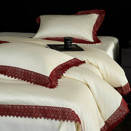 Wedding bedding made of long-staple cotton, red