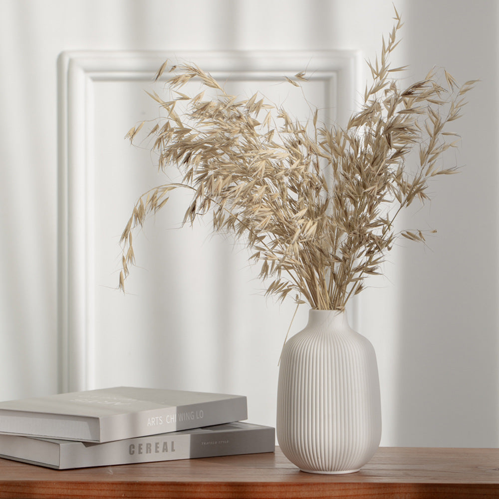Ceramic flower vase, country house style, woven texture