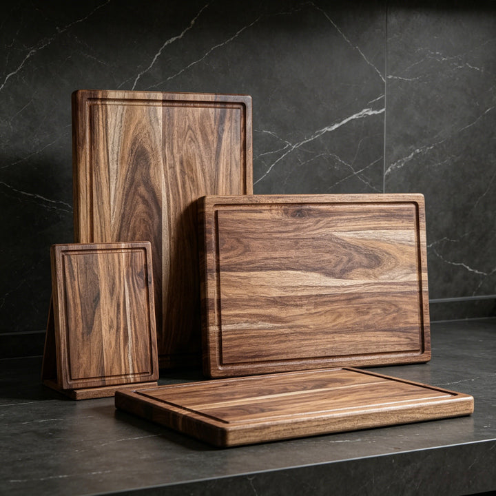 Wood cutting board, square, single or 3-piece set