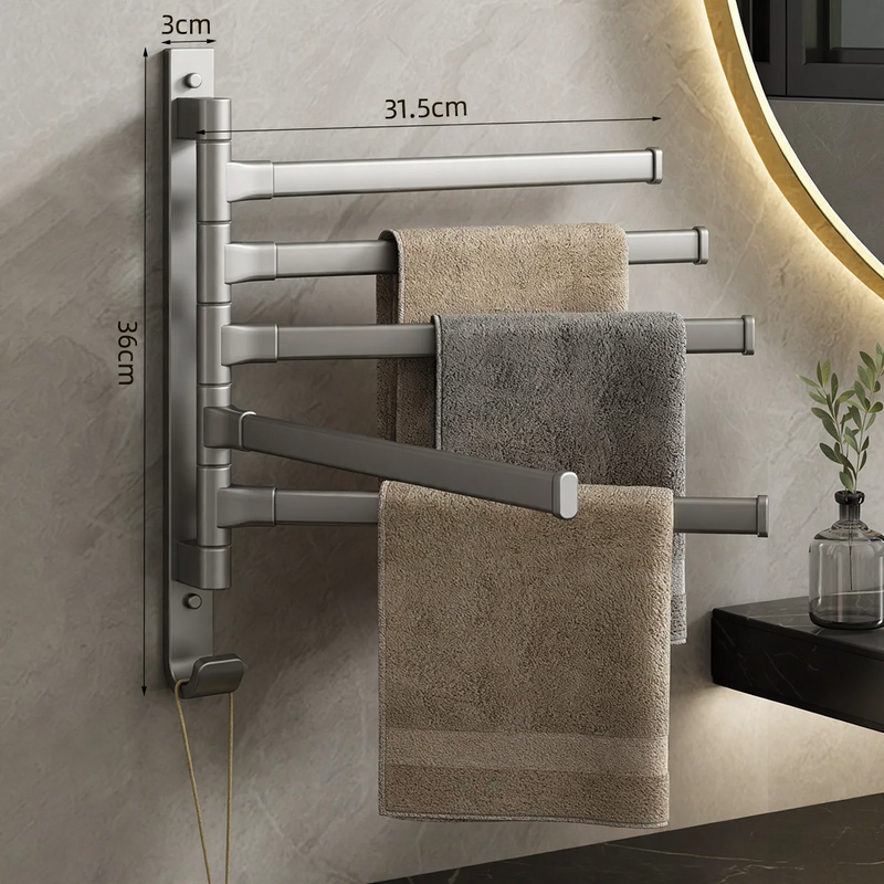 Rotatable towel holder made of aluminum, no drilling