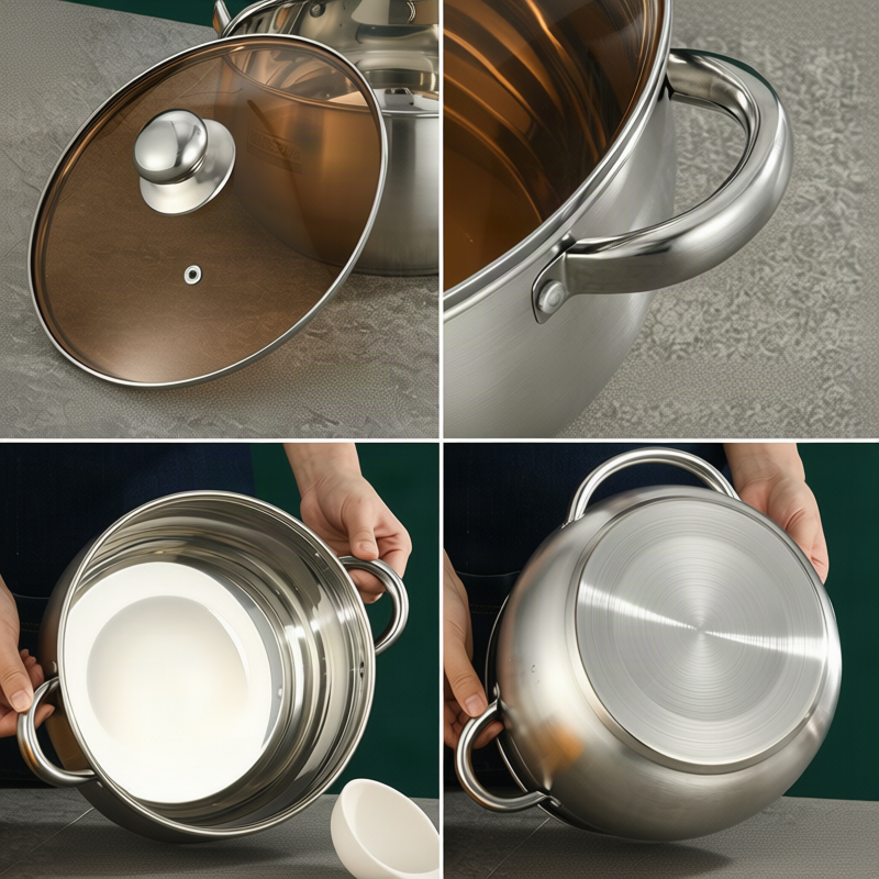 Stainless Steel Cooking Pot 20 cm, 1.1–2 L, Model HD190912