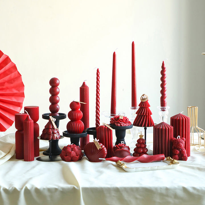 Handmade scented candle made of soy wax, wine red