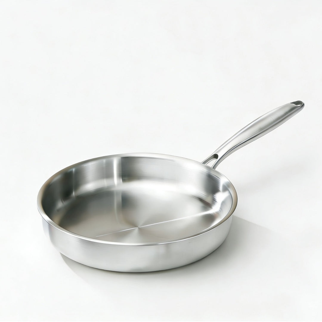 Frying pan, 410 stainless steel, honeycomb pattern