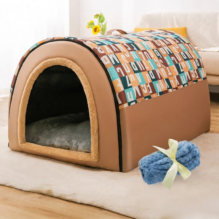 Weatherproof pet bed with arch roof