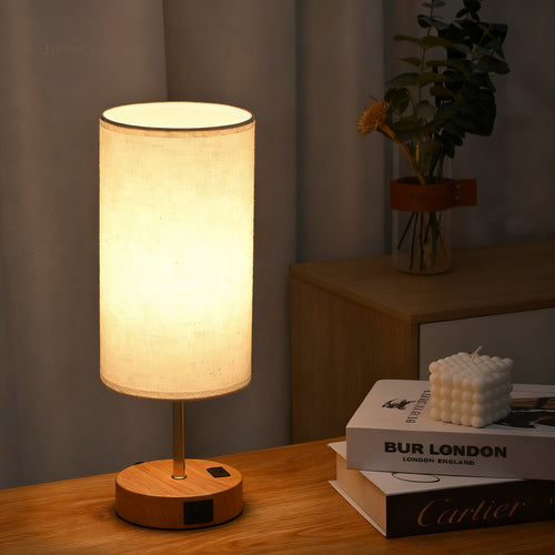 Table lamp USB, LED, dimmable, fabric