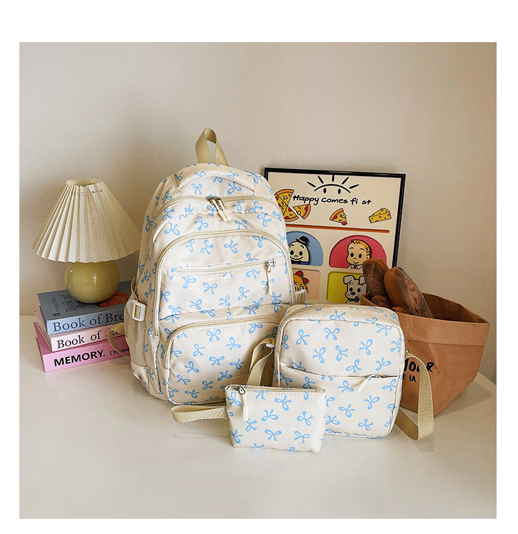 Three-piece backpack set made of nylon, large and versatile