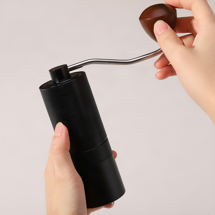 Hand coffee grinder with steel core, luxury design
