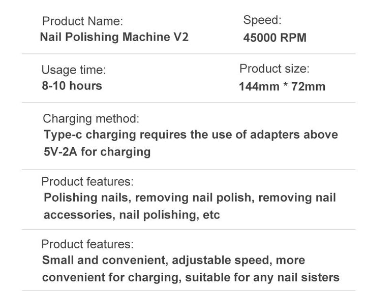 BowLift | Professional 45000RPM portable electric nail file with rechargeable battery | Low noise level for manicure