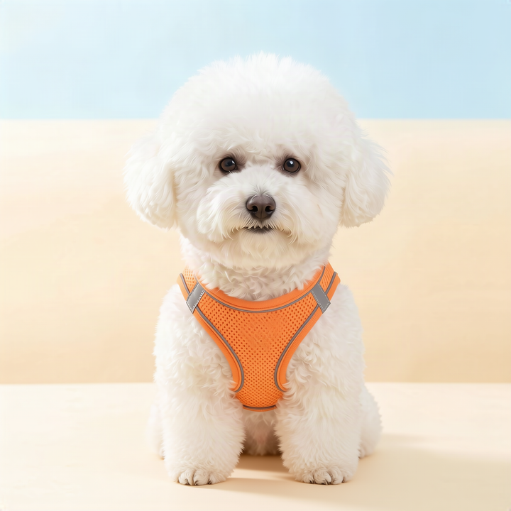 Dog harness made of fabric with leash, XS to XL