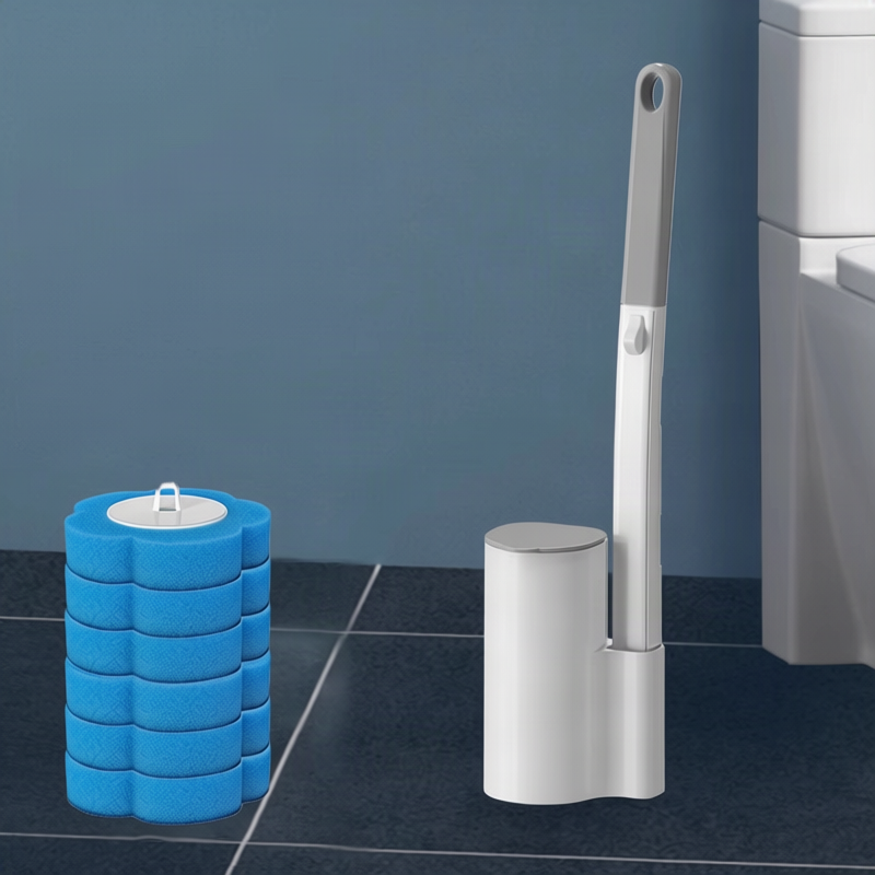 Disposable toilet brush with replacement heads