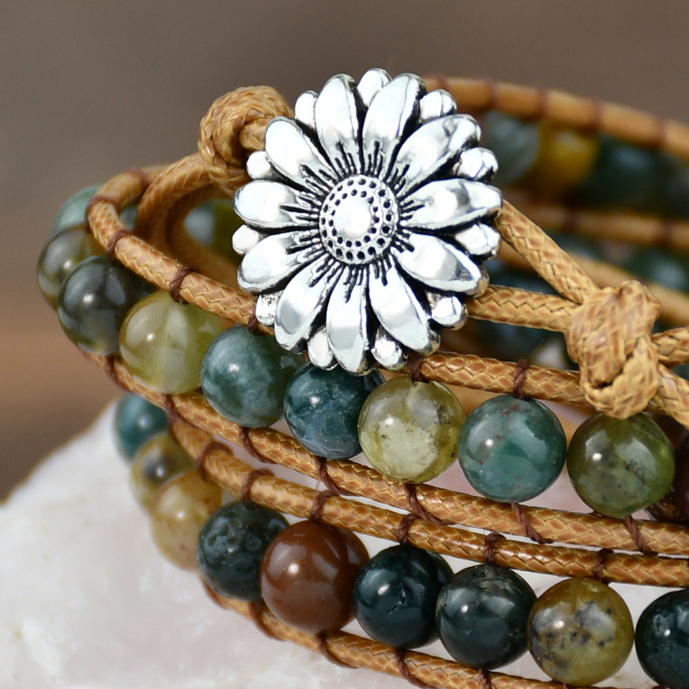 Wrap bracelet made of natural stones