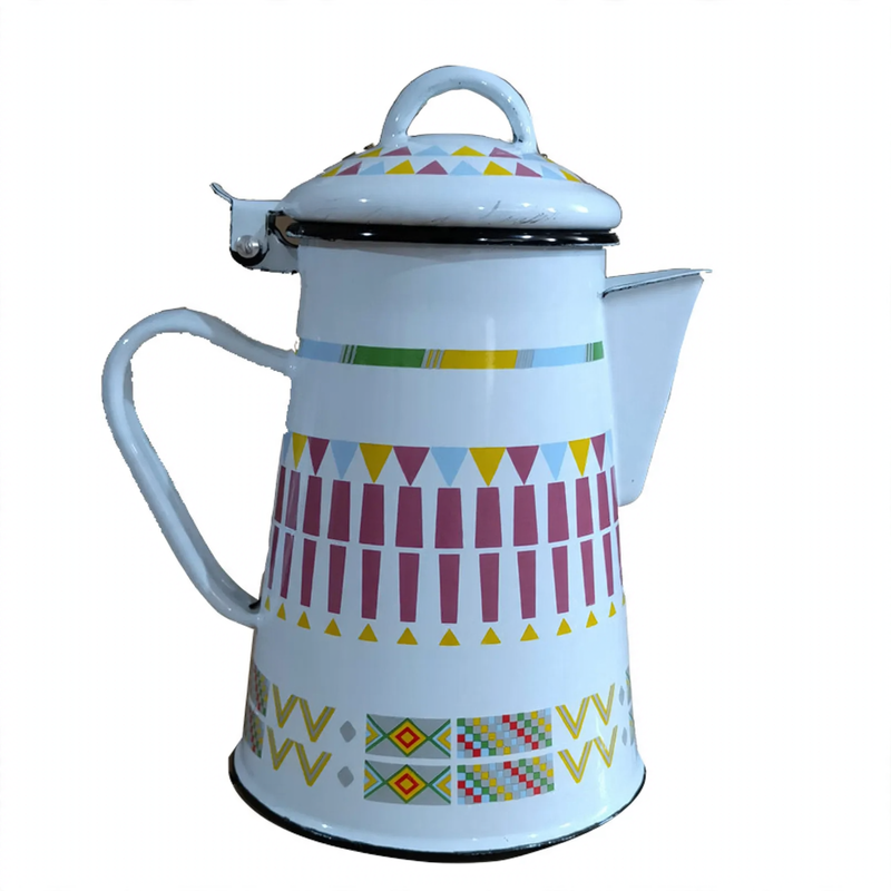 Enamel jug with handle, Blue design