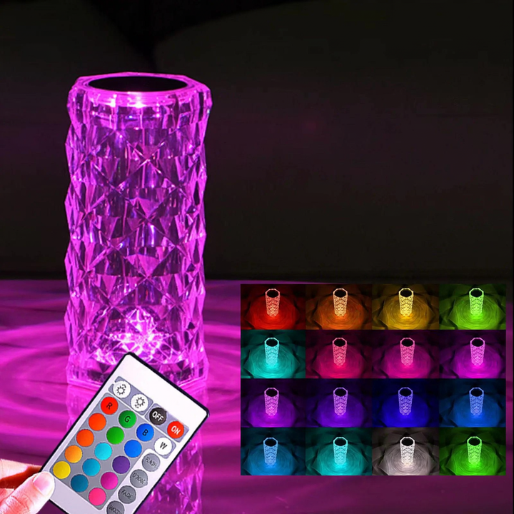 Crystal table lamp, 16 colors, remote control