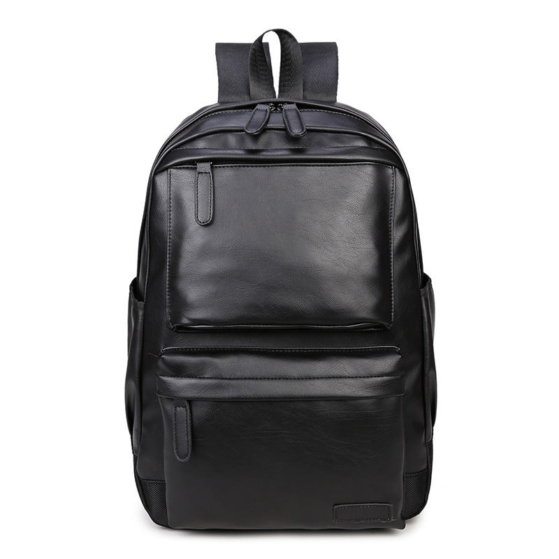Men's backpack, PU leather, compact, for laptops up to 14 inches