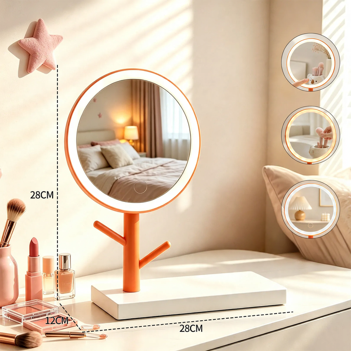 LED Make-up Mirror with Phone Holder and Jewelry Stand