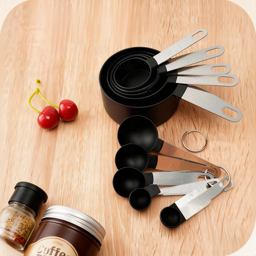 Stainless steel measuring spoon and cup set, 6-piece