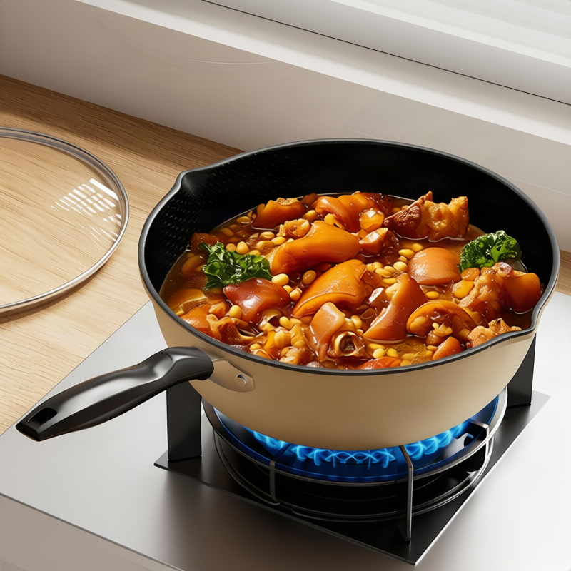 Non-stick frying pan with honeycomb pattern