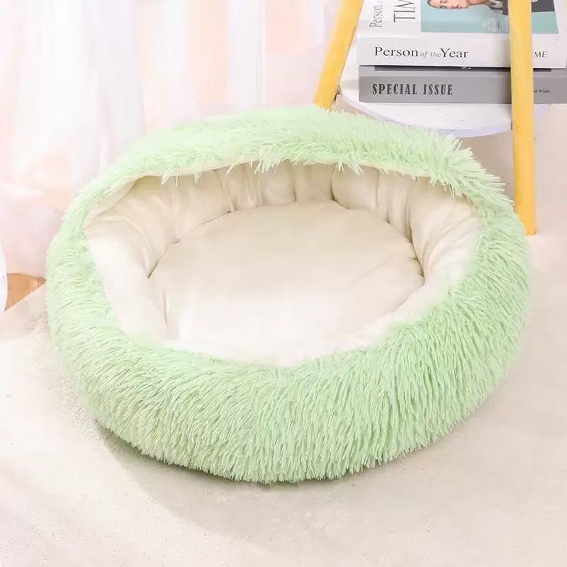 Fluffy cat bed, round, warming