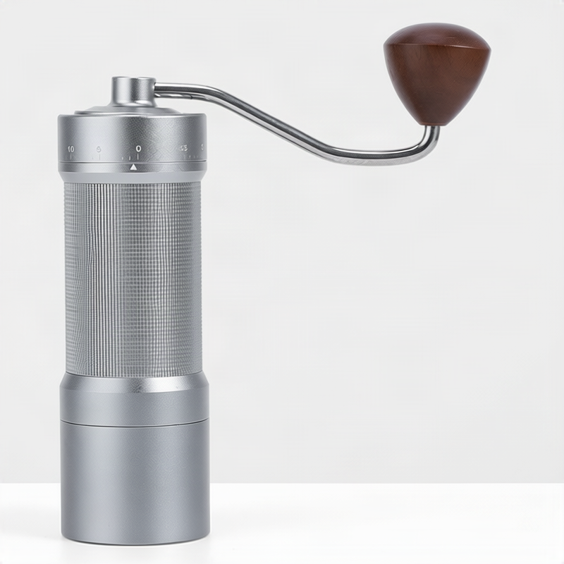 Hand coffee grinder with steel core, luxury design