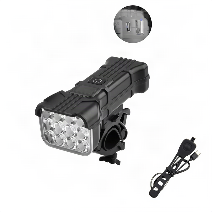 USB bicycle light with 12 LEDs and horn