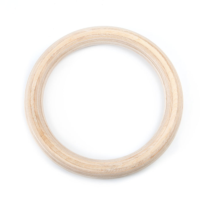Wooden gymnastics rings with strap