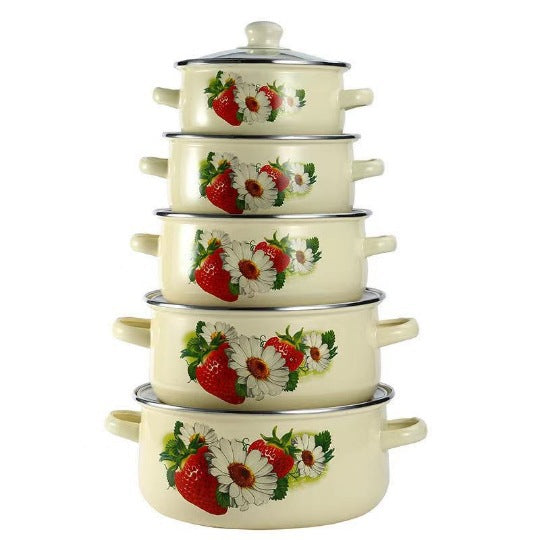 Enamelled pot with glass lid, 2.1–3 L