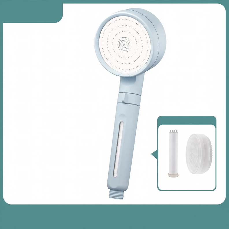 Shower head with filtration system and rain function