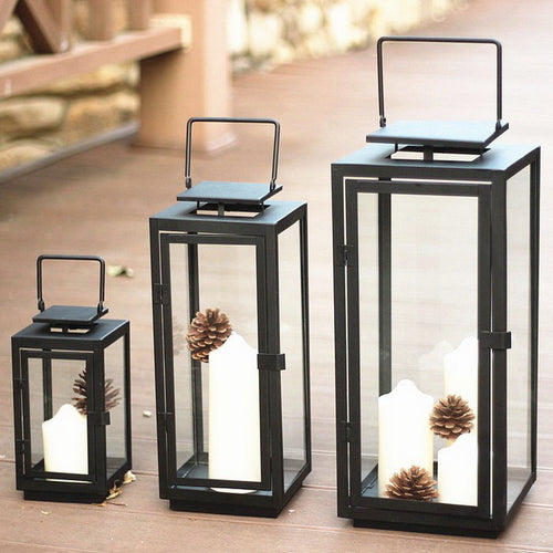 Black metal lantern, dome shape