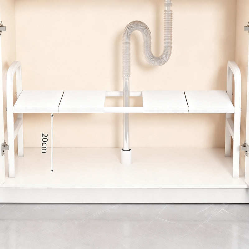 Expandable under-sink shelf for the kitchen