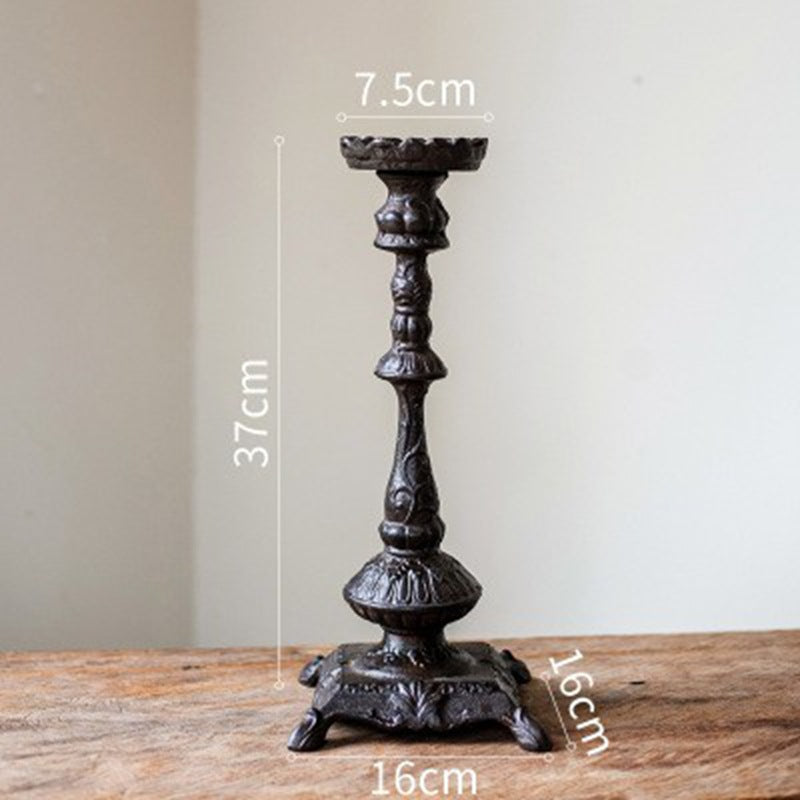 Cast Iron Candle Holder, Geometric Design