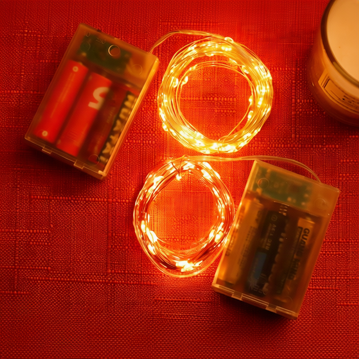 LED string lights, 10 m, 100 lights, USB/battery