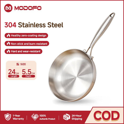 Frying pan, 410 stainless steel, honeycomb pattern