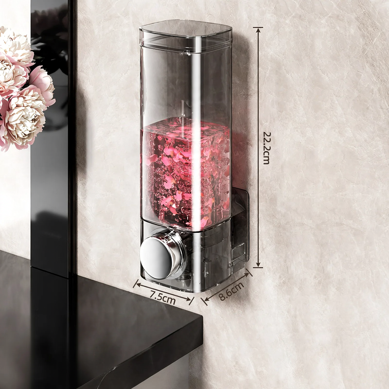 Soap dispenser for hanging, transparent, no drilling