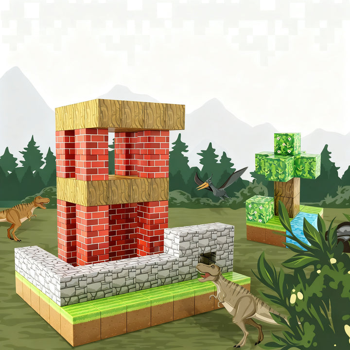 Magnet stick building blocks, multiple sizes