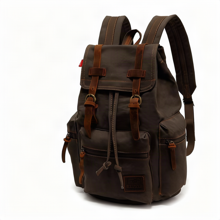 Linen backpack, 36–55 L, 15.6 inches, in vintage style