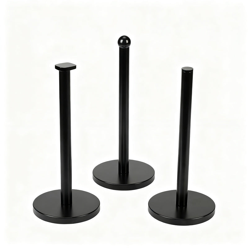 Standing paper roll holder made of stainless steel, black