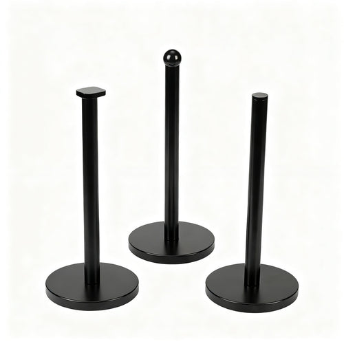 Standing paper roll holder made of stainless steel, black