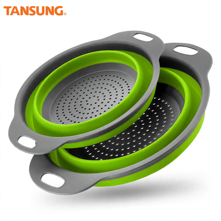 Folding vegetable bowl with strainer