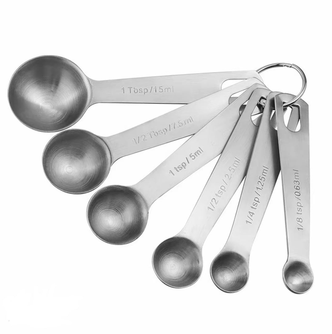 Stainless steel measuring spoon and cup set, 6-piece