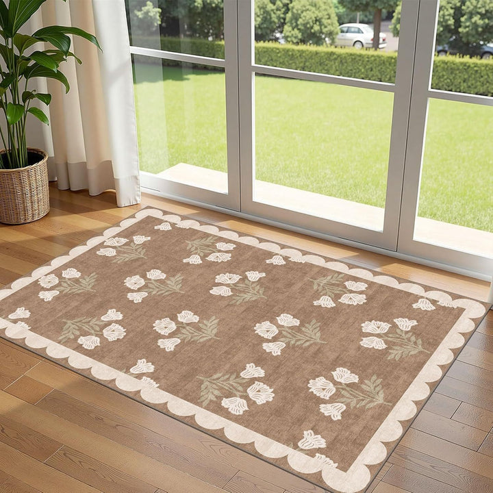 Entrance mat with floral pattern, washable