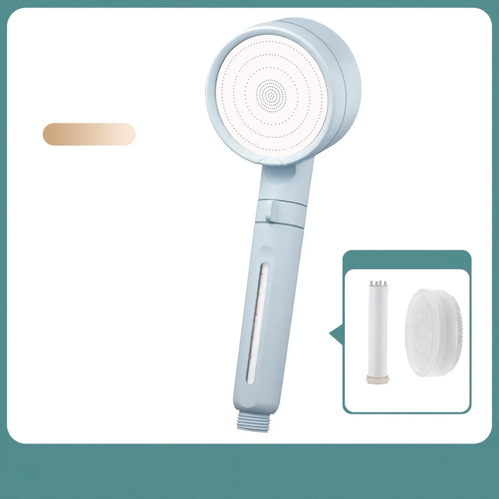 Shower head with filtration system and rain function