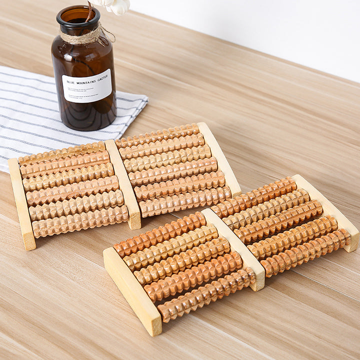 ALPENHAUCH - Foot massage roller made of real wood with acupressure mat