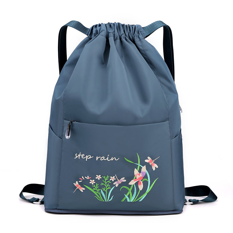 Double Backpack, Nylon, foldable, embroidered