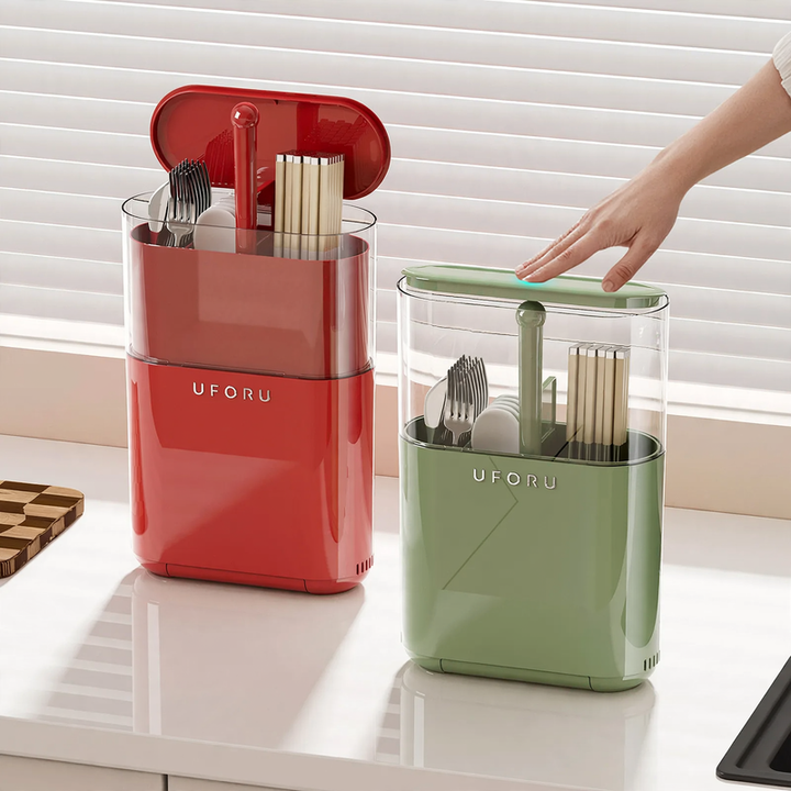 Stick holder with snap button and drainage