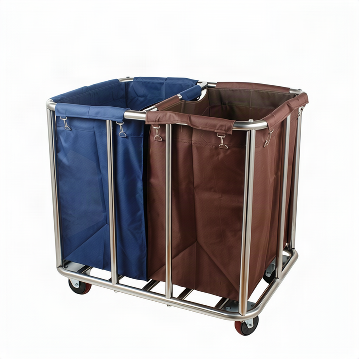 Stainless steel laundry cart with wheels