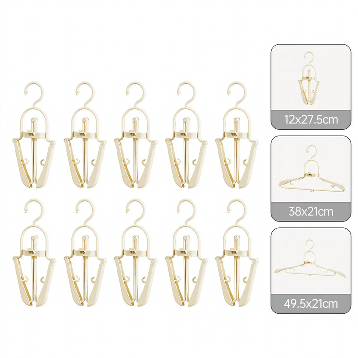 Foldable clothes hanger, portable and space-saving
