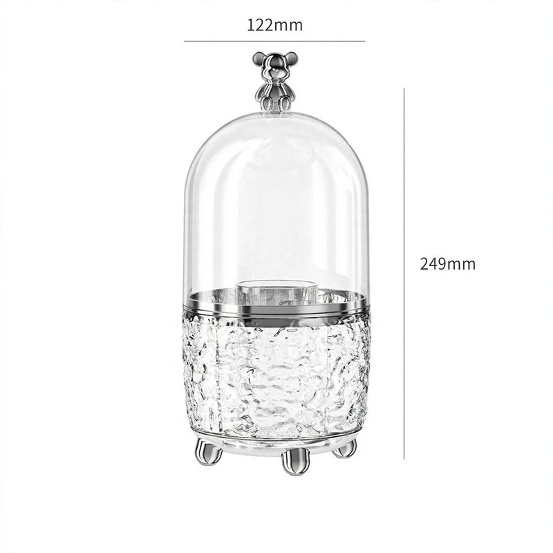 Rotatable cosmetic organizer with dust protection, 8 L